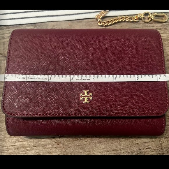 Tory Burch Emerson Chain Wallet Leather Cross Body Bag in Claret NWT - Picture 5 of 9